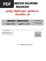 Wellington Tamil Christian Fellowship News Letter