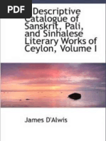 Discriptive Catalogue of Sanskrit, Pali and Sinhalese Litarary Works - Volume 1 by JAMES de ALVIS