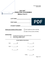 ECO 100Y Introduction To Economics Midterm Test # 2: Last Name