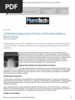 Pharmaceutical Technology - A Risk-Based Approach To Product and Process Quality in Spray Drying