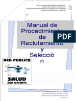 Manual de Procedimiento de Reclutamiento y Selección. Ministerio de Salud. Subdirección de Recursos Humanos. Chile