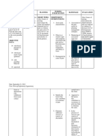 Assessment Nursing Diagnosis Planning Nursing Intervention Rationale Evaluation