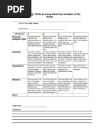 Story Writing Rubric