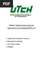 Ensayo Relación Entre La Teoría de Restricciones Con Los Sistemas MRP y JIT