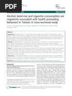 Alcohol, Betel-Nut and Cigarette Consumption Are Negatively Associated With Health Promoting Behaviors in Taiwan: A Cross-Sectional Study