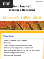 Word Tutorial 1 Creating A Document: Microsoft Office 2010