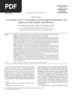 A Systematic Review of Associations Among Religiosity Spirituality and Adolescent Health Attitudes and Behaviors