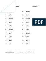 All Square Root Worksheets