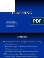 Learning: Trial Error Theory Classical Conditioning Operand Conditioning Social Learning Cognitive Theory