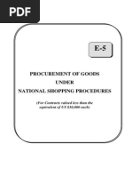 Procurement of Goods Under National Shopping Procedures