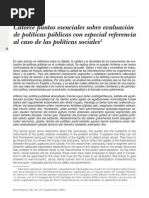 Catorce Puntos Esenciales Sobre Evaluación de Políticas Públicas Con Especial Referencia Al Caso de Las Políticas Sociales