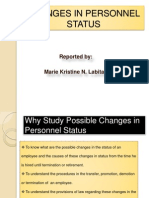 ChangeCHANGES IN PERSONNEL STATUSs in Personnel Status