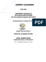 Academic Calendar: University Schools & Affiliated Institutions (For The Academic Session 2014-2015