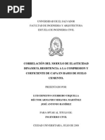 Correlación Del Modulo de Elasticidad Dinámico, Resistencia A La Compresión y Coeficiente de Capa en Bases de Suelo Cemento