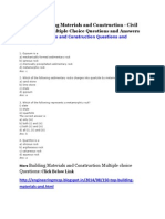 Building Materials and Construction Multiple Choice Questions