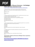 Design of Masonry Structures Multiple Choice Questions