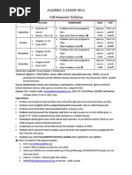 Algebra 2 Saxon Syllabus 2014 Fall Semester