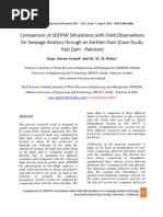 Comparison of SEEP - W Simulations With Field Observations For Seepage Analysis Through An Earthen Dam (Case Study - Hub Dam - Pakistan)