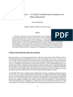 Discourse Analysis - A Critical or Relativistic Perspective in Music Education?