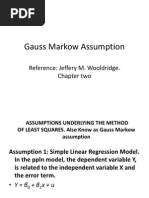 Gauss Markow Assumption: Reference: Jeffery M. Wooldridge. Chapter Two