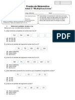 Prueba Matemática Segundo Básico