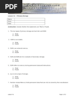 Lesson 41 - Primary Storage: Instruction: Decide Whether The Statements Are TRUE or FALSE