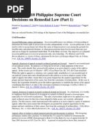 October 2010 Philippine Supreme Court Decisions On Remedial Law