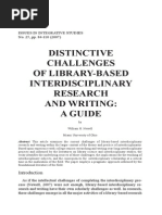 Distinctive Challenges of Library-Based Interdisciplinary Research and Writing: A Guide