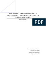 Estudio de La Relación Entre La Frecuencia y La Longitud de Onda en Una Onda Sonora