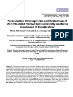 Formulation Development and Evaluation of Unit Moulded Herbal Semisolid Jelly Useful in Treatment of Mouth Ulcer