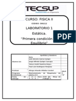 LABORATORIO 1 Fisica II Primera Condicion de Equilibrio