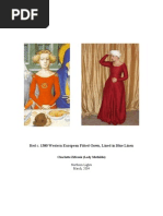 Red C. 1380 Western European Fitted Gown, Lined in Blue Linen