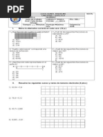 Prueba de Fracciones y Decimales 5° Basico