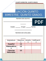 5° Grado, Examen Quinto Bimestre.