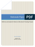 Rationale Paper: Reflection and Analysis For Masters in Educational Technology Program