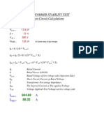 Transformer Stability Test Short Circuit Calculatios