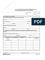 Solicitud de Autorización para El Transporte de Residuos Industriales Peligrosos PDF