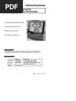 Instruction Manual Model 445703 Big Digit Hygro-Thermometer: Range Accuracy