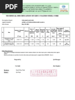 Technical Specification of Zinc-Coated Steel Core: Galvanized Steel Cable Astm A 475 Ehs/Astm B 498 Class A May 29, 2012