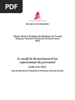 Le Motif de Licenciement D'un Représentant Du Personnel PDF