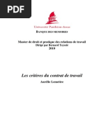 Les Critères Du Contrat de Travail PDF