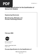 Process Specification For The Qualification of Manual Arc Welders