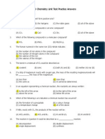 Chemistry Unit Test Practice Answers