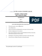 Jabatan Pelajaran Negeri Sabah: Model Upsr Paper SET 3 (KLON 2006)