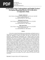 Saudi English-Major Undergraduates and English Teachers' Perceptions Regarding Effective ELT in The KSA: A Comparative Study