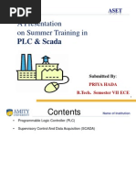 A Presentation On Summer Training In: PLC & Scada