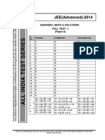 JEE Advanced Full Test I Paper 2 Answers