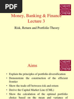 Money, Banking & Finance: Risk, Return and Portfolio Theory