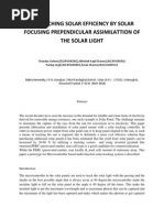 Enhanching Solar Efficency by Solar Focusing Prependicular Assimilattion of The Solar Light