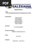 Ciclo de Refrigeracion Por Compresion de Vapor